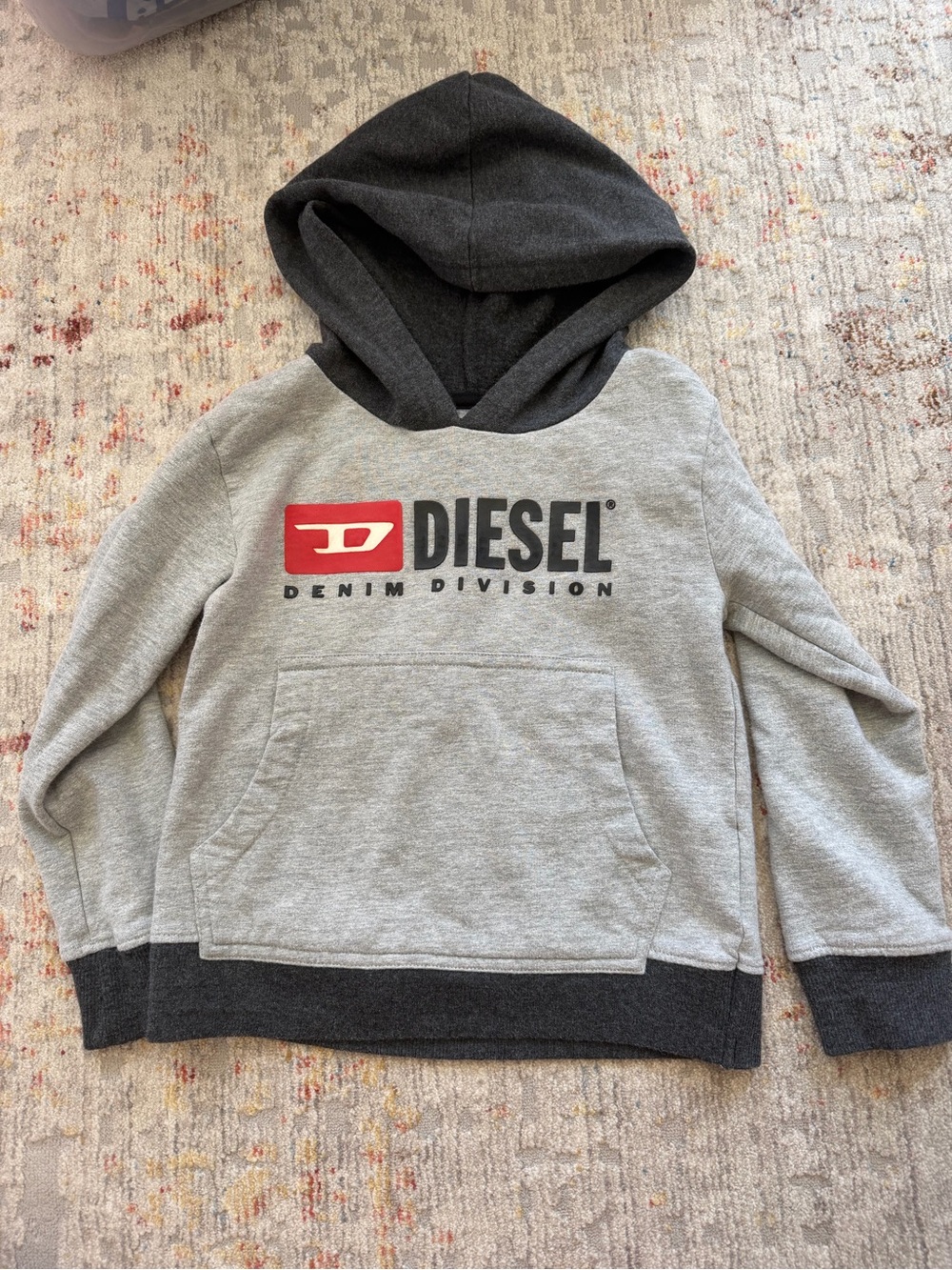 Diesel Denim Division Logo Hoodie Boys Size 4 Gray